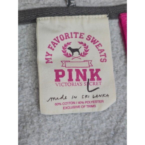 Victoria's Secret PINK University of Pink Graphic Full Zip Hoodie Gray Size L - Picture 9 of 11
